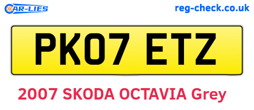 PK07ETZ are the vehicle registration plates.
