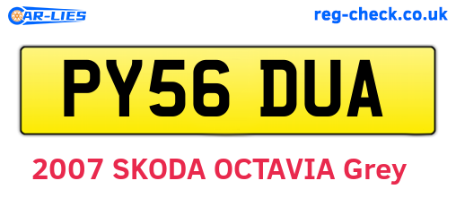 PY56DUA are the vehicle registration plates.