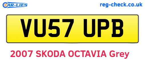 VU57UPB are the vehicle registration plates.