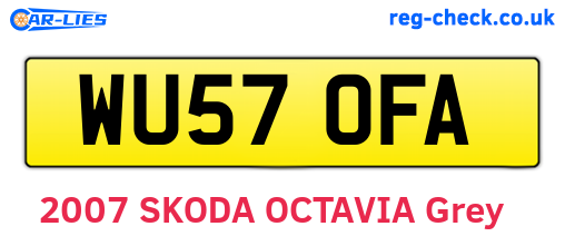 WU57OFA are the vehicle registration plates.