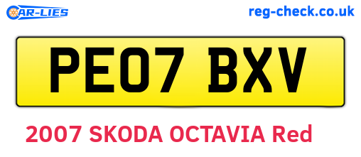 PE07BXV are the vehicle registration plates.