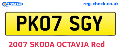 PK07SGY are the vehicle registration plates.