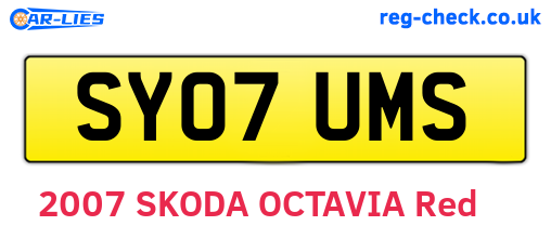 SY07UMS are the vehicle registration plates.