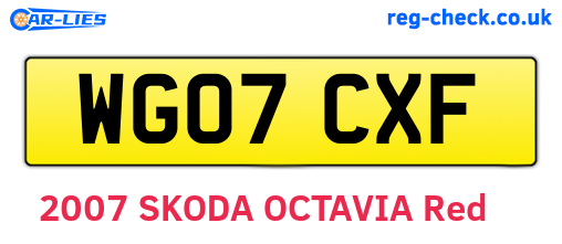 WG07CXF are the vehicle registration plates.