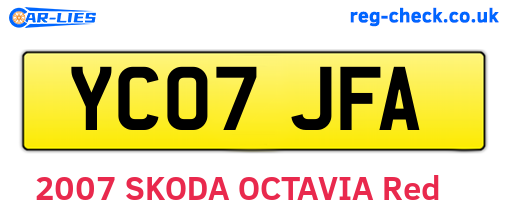 YC07JFA are the vehicle registration plates.