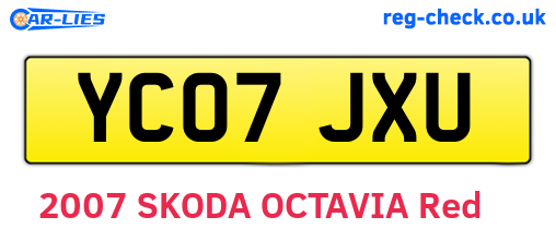 YC07JXU are the vehicle registration plates.
