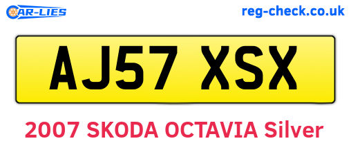 AJ57XSX are the vehicle registration plates.