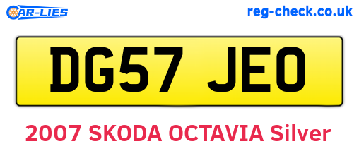 DG57JEO are the vehicle registration plates.