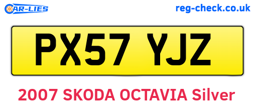 PX57YJZ are the vehicle registration plates.