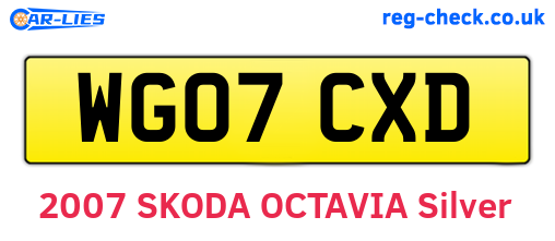 WG07CXD are the vehicle registration plates.