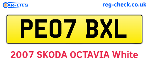PE07BXL are the vehicle registration plates.