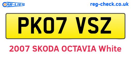 PK07VSZ are the vehicle registration plates.