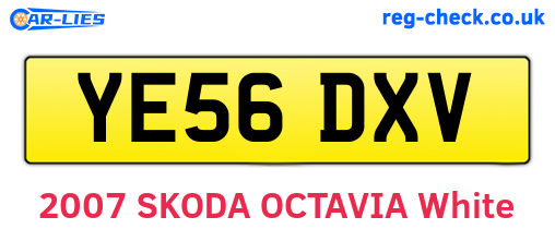 YE56DXV are the vehicle registration plates.