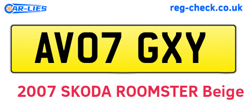 AV07GXY are the vehicle registration plates.