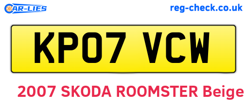 KP07VCW are the vehicle registration plates.