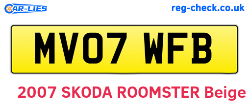MV07WFB are the vehicle registration plates.