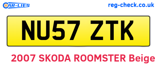 NU57ZTK are the vehicle registration plates.