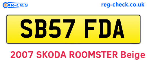 SB57FDA are the vehicle registration plates.