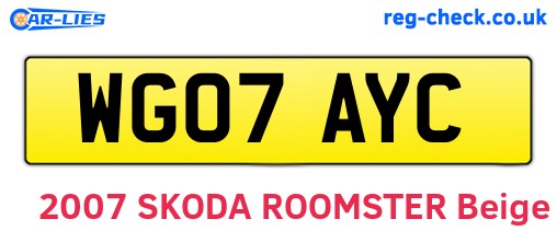 WG07AYC are the vehicle registration plates.