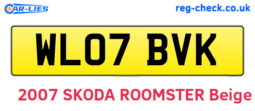 WL07BVK are the vehicle registration plates.