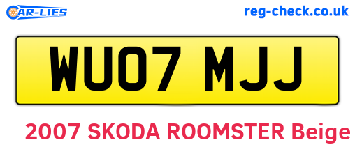 WU07MJJ are the vehicle registration plates.