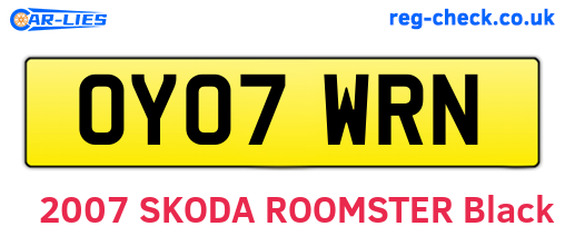 OY07WRN are the vehicle registration plates.
