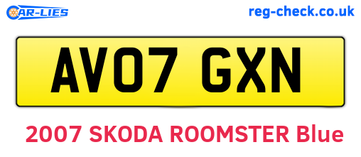AV07GXN are the vehicle registration plates.