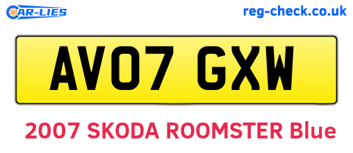 AV07GXW are the vehicle registration plates.