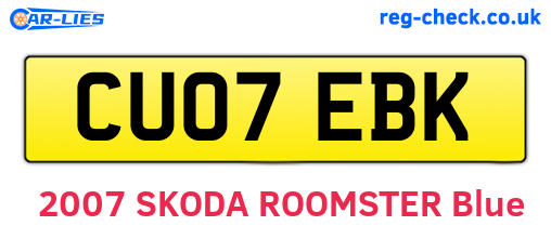 CU07EBK are the vehicle registration plates.