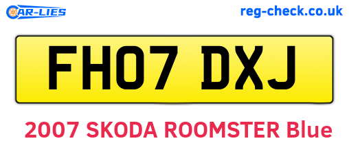 FH07DXJ are the vehicle registration plates.