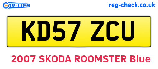 KD57ZCU are the vehicle registration plates.
