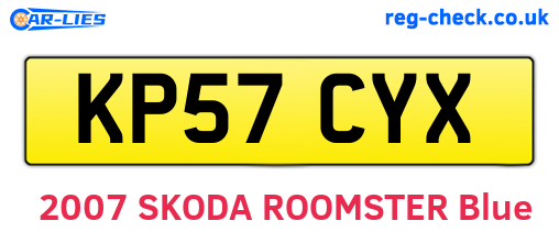 KP57CYX are the vehicle registration plates.