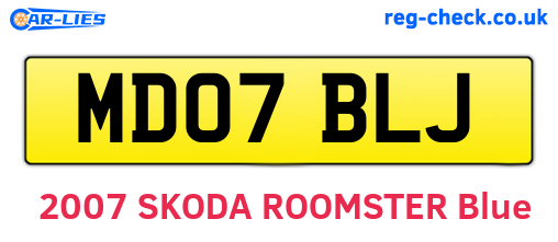 MD07BLJ are the vehicle registration plates.