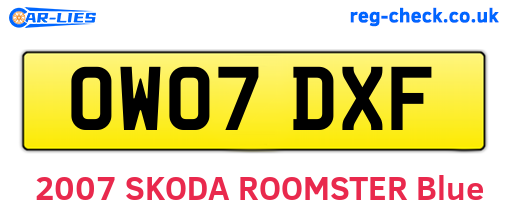 OW07DXF are the vehicle registration plates.