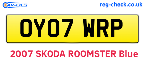 OY07WRP are the vehicle registration plates.