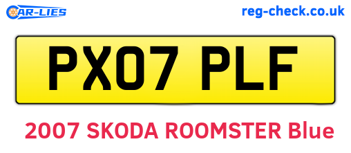 PX07PLF are the vehicle registration plates.