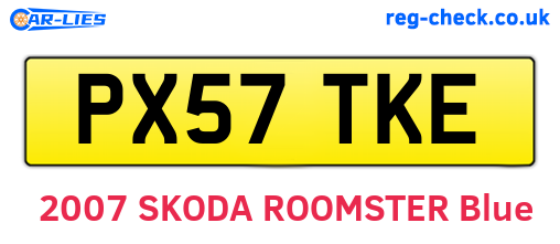 PX57TKE are the vehicle registration plates.