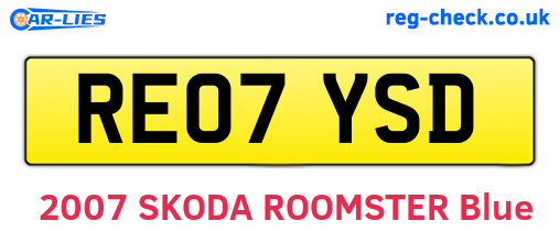 RE07YSD are the vehicle registration plates.