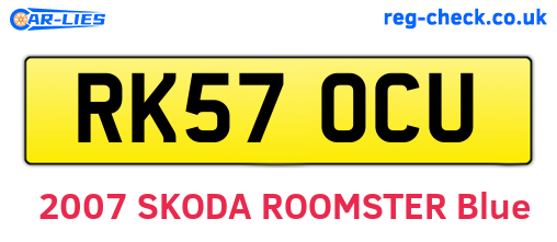 RK57OCU are the vehicle registration plates.
