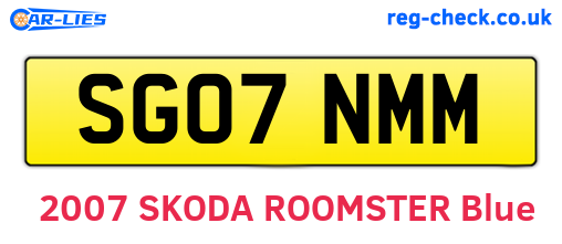 SG07NMM are the vehicle registration plates.