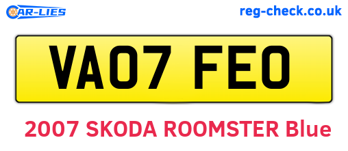 VA07FEO are the vehicle registration plates.