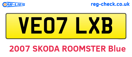 VE07LXB are the vehicle registration plates.