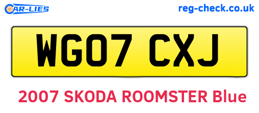 WG07CXJ are the vehicle registration plates.