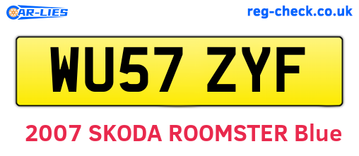 WU57ZYF are the vehicle registration plates.