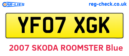 YF07XGK are the vehicle registration plates.