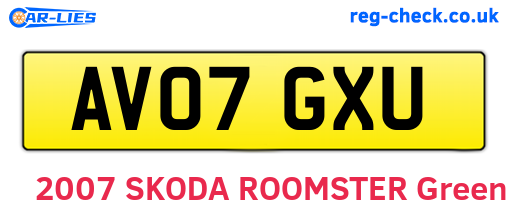 AV07GXU are the vehicle registration plates.