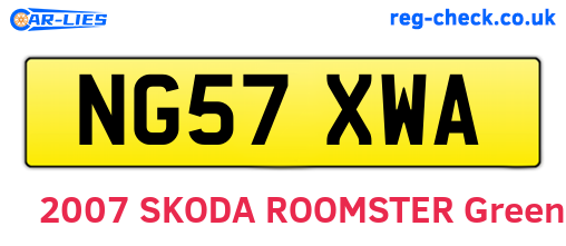 NG57XWA are the vehicle registration plates.