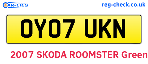 OY07UKN are the vehicle registration plates.
