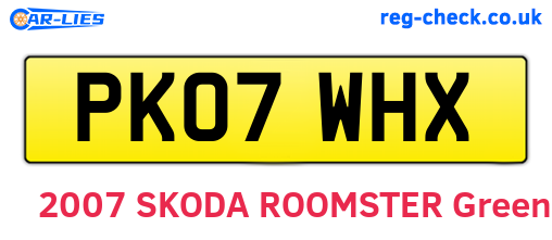 PK07WHX are the vehicle registration plates.