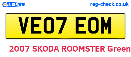 VE07EOM are the vehicle registration plates.